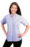 Custom Blue Generation BG6214S 6 oz Ladies' Short Sleeve Oxford with Stain Release